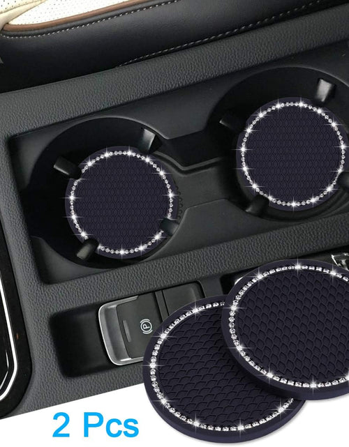 Load image into Gallery viewer, Bling Car Coasters, 2 Pack PVC Car Cup Holder Insert Coaster - anti Slip Universal Vehicle Interior Accessories Crystal Glitter Cup Mats for Women and Men(2.75" Diameter, Black)
