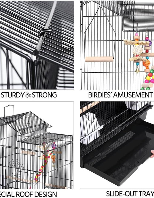 Load image into Gallery viewer, 39-Inch Roof Top Large Flight Parrot Bird Cage for Small Quaker Parrot Cockatiel Sun Parakeet Green Cheek Conure Budgie Finch Lovebird Canary Pet Bird Cage W/Toys
