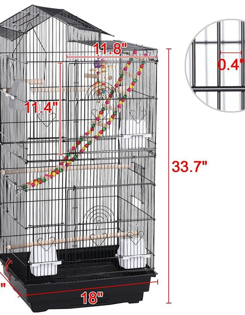 Load image into Gallery viewer, 39-Inch Roof Top Large Flight Parrot Bird Cage for Small Quaker Parrot Cockatiel Sun Parakeet Green Cheek Conure Budgie Finch Lovebird Canary Pet Bird Cage W/Toys
