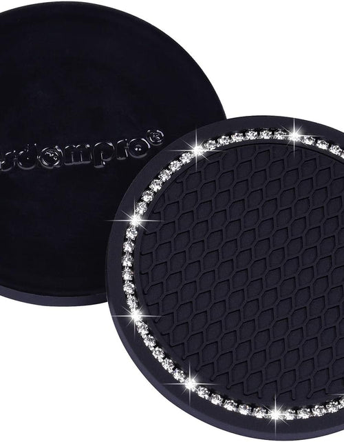 Load image into Gallery viewer, Bling Car Coasters, 2 Pack PVC Car Cup Holder Insert Coaster - anti Slip Universal Vehicle Interior Accessories Crystal Glitter Cup Mats for Women and Men(2.75" Diameter, Black)
