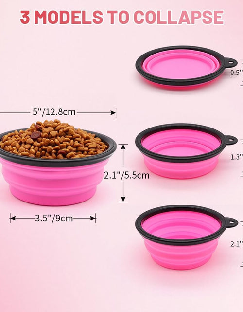 Load image into Gallery viewer, Collapsible Dog Bowls, 2 Pack, Portable Pet Feeding Watering Dish for Traveling with Carabiners (Small, Orange+Pink)
