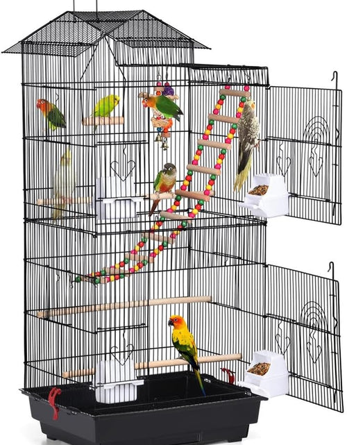 Load image into Gallery viewer, 39-Inch Roof Top Large Flight Parrot Bird Cage for Small Quaker Parrot Cockatiel Sun Parakeet Green Cheek Conure Budgie Finch Lovebird Canary Pet Bird Cage W/Toys
